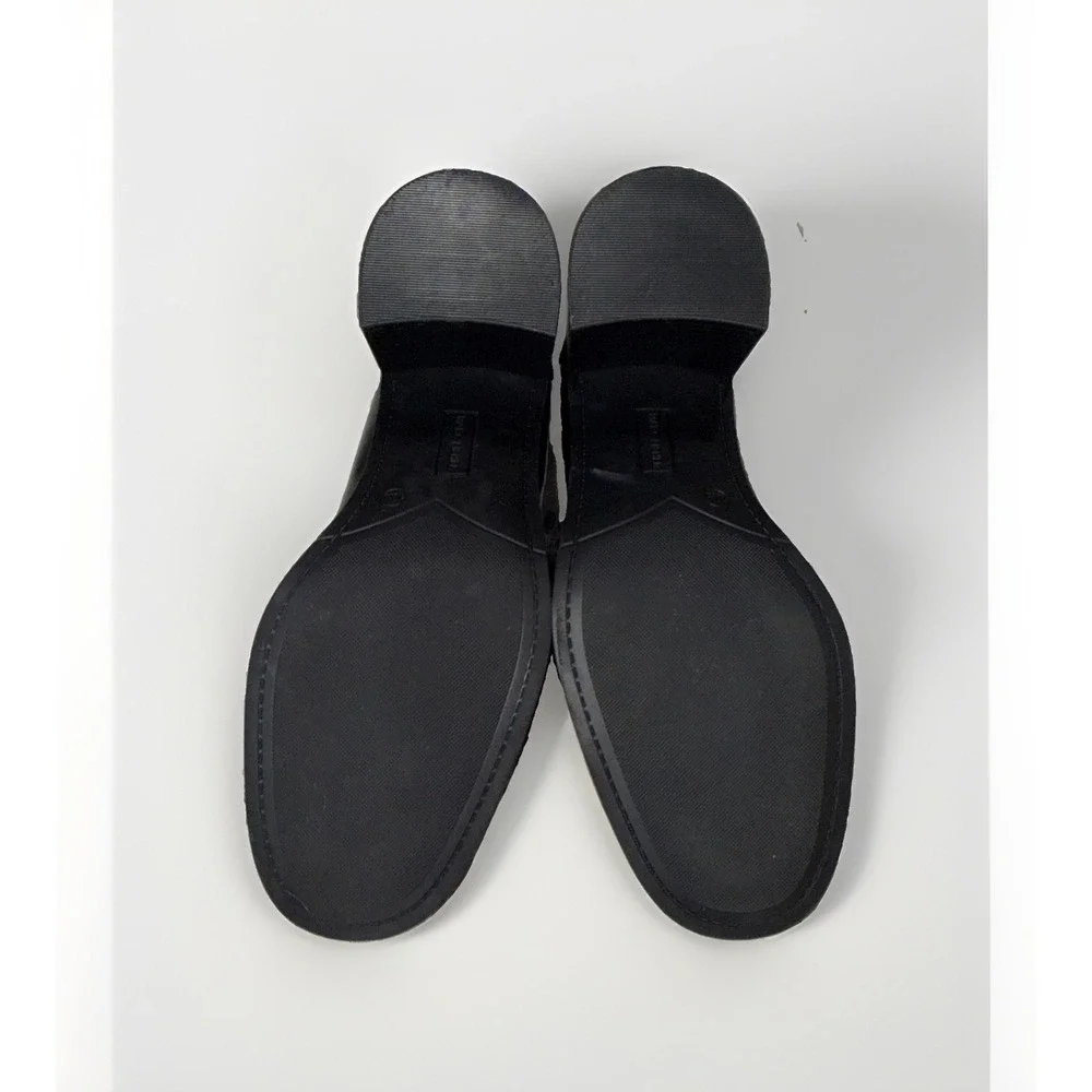 Marc Fisher Chunky Loafers Size 10M Black Faux Leather Block Heel 90s Inspired